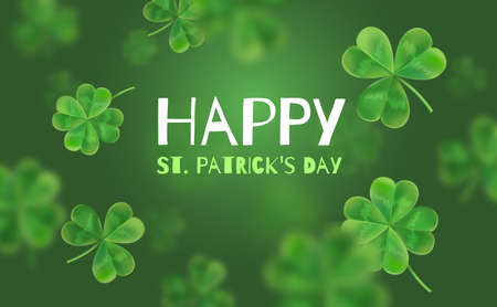 Template Design banner on St. Patrick's Day. 3d effect clover. Simple banner for the site, shop,...