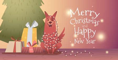 Banner design template Happy Christmas and New Year.のイラスト素材