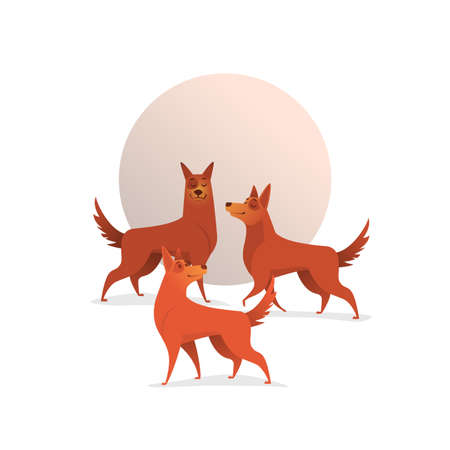 Illustration with three cheerful dogs.のイラスト素材