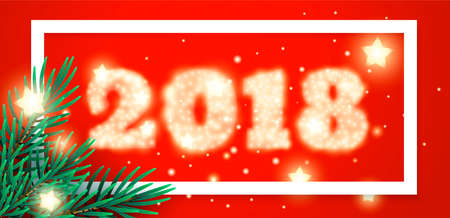 2018 New Year background with Christmas tree