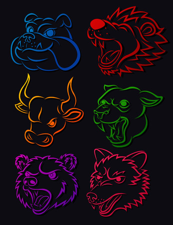 Vicious Wild Animal Head Tatto Setのイラスト素材