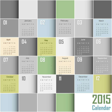 Abstract Squares Calendar 2015 - Week start at sundayのイラスト素材