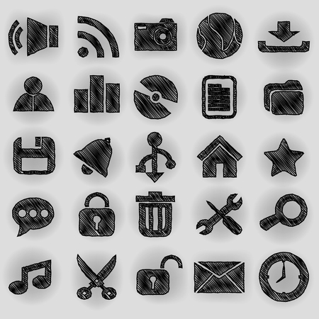 Desktop icons pen shading effect setsのイラスト素材