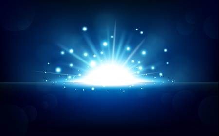 Bright blue light rising from the black horizonのイラスト素材