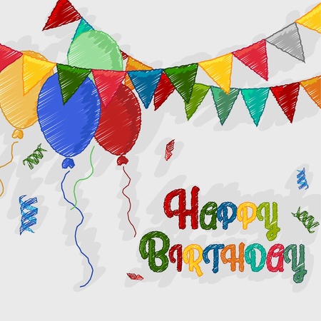 Happy birthday sketch greetings cardのイラスト素材