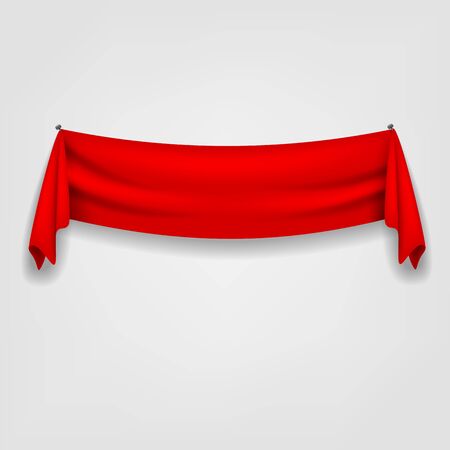 Red ribbon hanging on nailsのイラスト素材