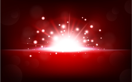 Bright red light rising from the black horizonのイラスト素材