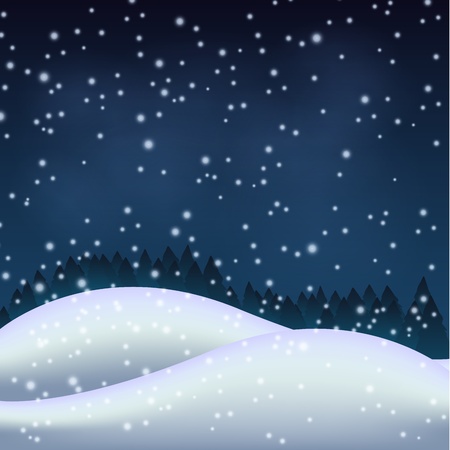 Winter night in the snowy hillのイラスト素材