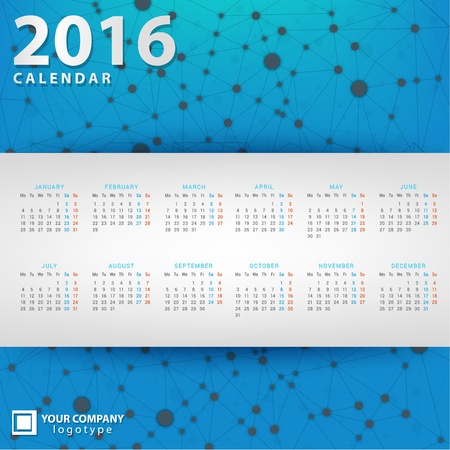 Calendar 2016 geometric design template. Week starts Mondayのイラスト素材