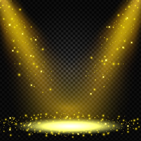 Spotlight shining with sprinkles falling on transparent backgroundのイラスト素材