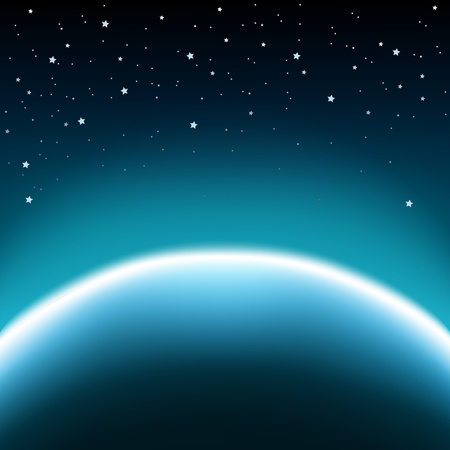 Space with stars and blue planet horizon backgroundのイラスト素材