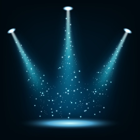 Blue spotlights shining with sprinklesのイラスト素材
