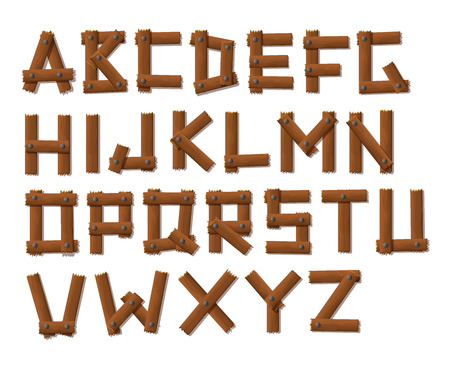 Old Grunge Wooden Alphabet setのイラスト素材