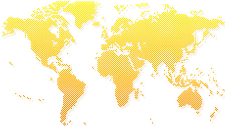 Gold halftone world map vector illustrationのイラスト素材