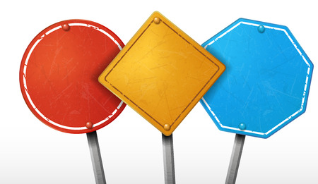 Vintage rough street sign sets with several colors Vector Illustrationのイラスト素材