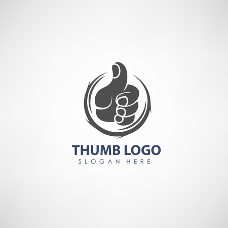 Thumb up concept logo template. Label for voting or organization. Vector illustrationのイラスト素材