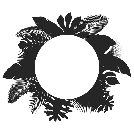 Silhouette round tropical leaves, suitable for nature concept, summer and holiday. Vector illustrationのイラスト素材