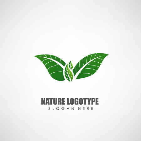 Nature leaves concept logo template. Label for natural products, eco culture, and other. Vector illustrationのイラスト素材