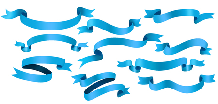 Blue ribbons sets isolated, Suitable for marketing, holiday, and other. Vector illustrationのイラスト素材