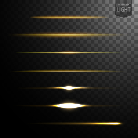 Abstract gold light lines isolated on transparent background, easily transferred to your project. Vector Illustrationのイラスト素材