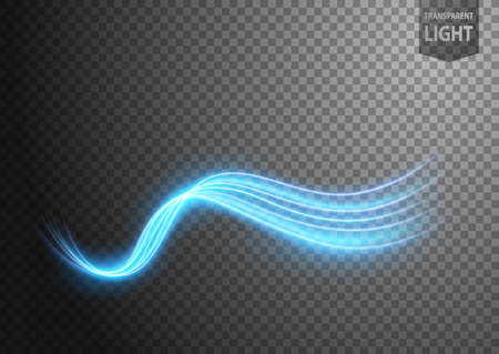Abstract blue wavy line of light with a transparent background, isolated and easy to edit. Vector Illustrationのイラスト素材