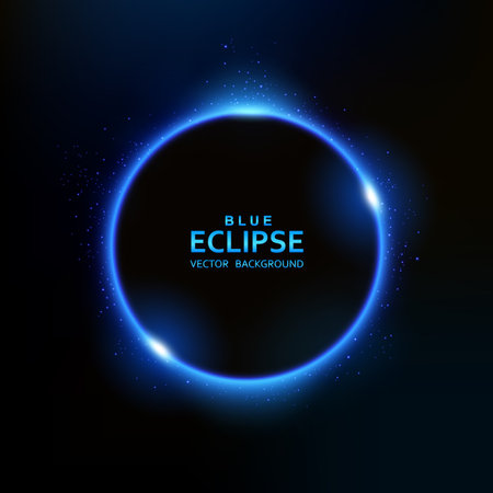 Abstract Blue Eclipse of light on a dark background, isolated and easy to editのイラスト素材