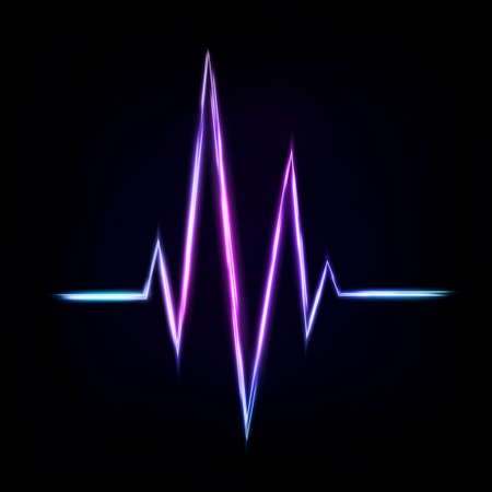 Abstract Multicolor Wavy Line of Light, isolated on Dark Background. Vector Illustration