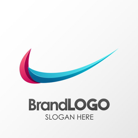 Brand Logo Check Mark Template, 3D Shape Low Poly, Suitable For Business Company Visual Identity, Vector Illustrationのイラスト素材