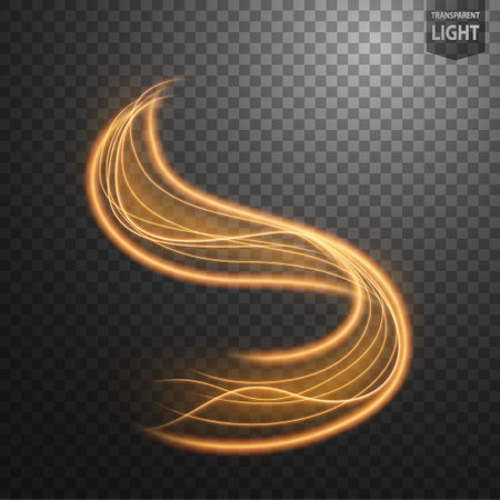 Abstract Gold Wave Line of Light with A Transparent Background, Isolated and Easy to Edit, Vector Illustrationのイラスト素材