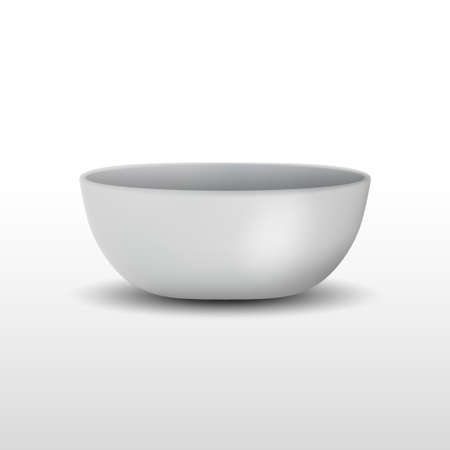 Realistic White Ceramic Bowl, Detailed Mockup Vector isolated on a backgroundのイラスト素材