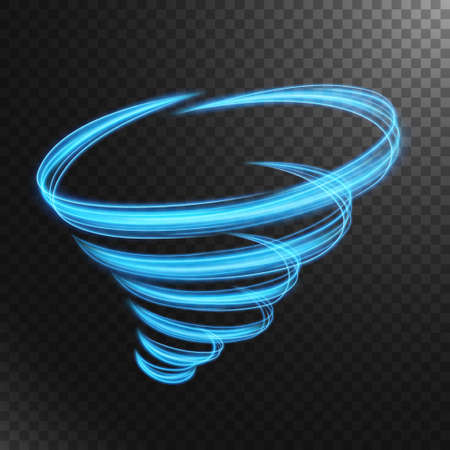 Abstract blue tornado line of light with a transparent background, isolated and easy to edit. Vector Illustrationのイラスト素材