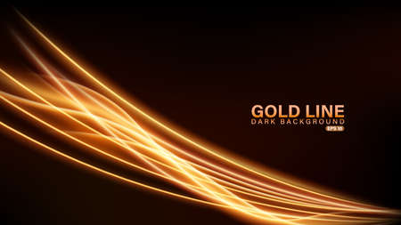 Gold line of light on dark background, Vector Illustrationのイラスト素材