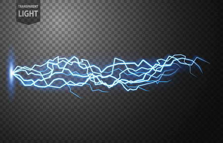Blue Lightning Flash Bolt, Thunderstorm effect, Electrical Concepton tranasparent background. Vector Illustrationのイラスト素材