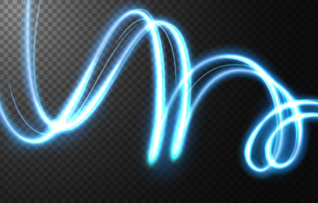 Abstract light speed motion effect, blue light trail. Vector Illustrationのイラスト素材