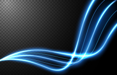 Abstract light speed motion effect, blue light trail. Vector Illustrationのイラスト素材