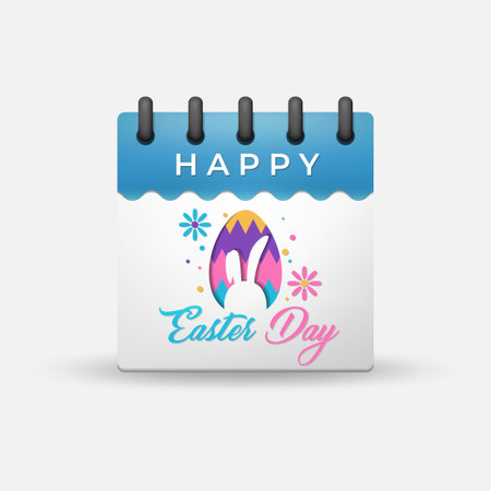 Happy Easter Day Celebration, Realistic Calendar Concept, Vector Illustrationのイラスト素材