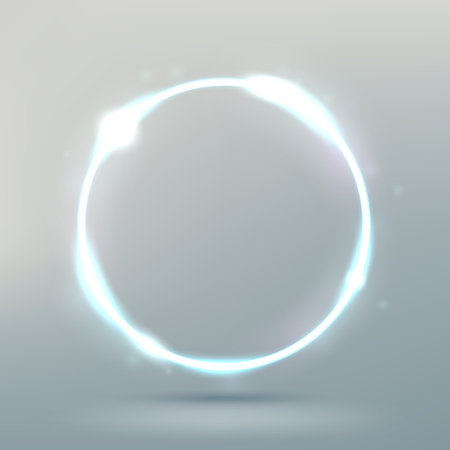 Abstract Glowing Circle Isolated on Bright Background, Elegant Light Ring, Vector Illustrationのイラスト素材