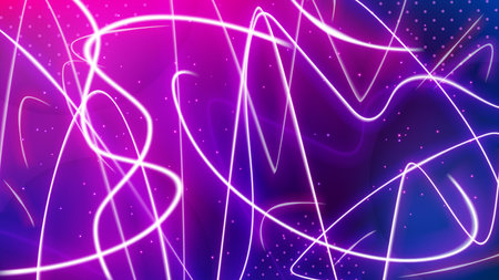 Light Trail Background, Elegant Violet Line Crossing Widescreen, Vector Illustrationのイラスト素材