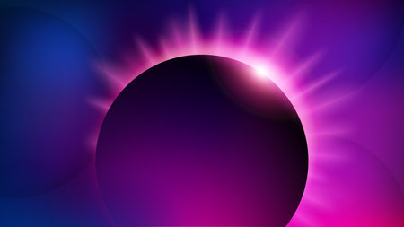 Violet Circle Hole Background, Elegant Violet Light Line. Widescreen Vector Illustrationのイラスト素材