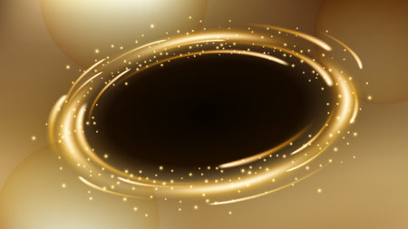 Rotating Gold rays with sparks Background. Suitable for product advertising, product design, and other. Widescreen Vector illustrationのイラスト素材