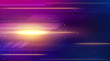 Golden Light Speed Motion, Widescreen Background, Vector Illustrationのイラスト素材