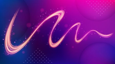 Light Trail Background, Elegant Violet Line Crossing. Widescreen Vector Illustrationのイラスト素材