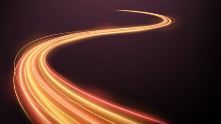 Colorful Light Trails, Long Time Exposure Motion Blur Effect, Vector Illustrationのイラスト素材