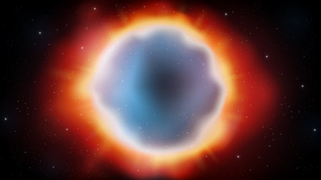 Planetary Nebula in Deep Space, Widescreen Vector Illustrationのイラスト素材