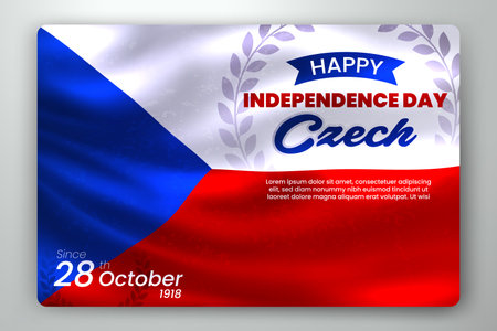 Happy Independence Day of Czech with Waving Flag Background, Vector Illustrationのイラスト素材