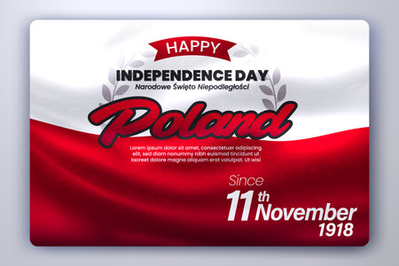 Happy Independence Day of Poland with Waving Flag Background, Vector Illustrationのイラスト素材