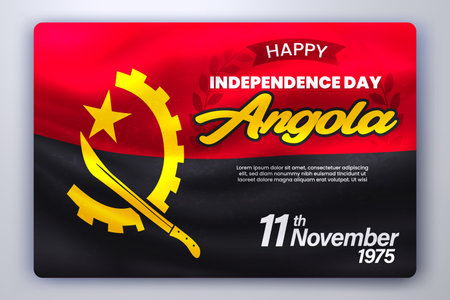 Happy Independence Day of Angola with Waving Flag Background, Vector Illustrationのイラスト素材