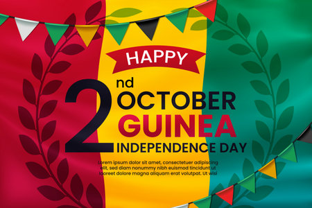 Happy Independence Day of Guinea with Waving Flag Background, Vector Illustrationのイラスト素材