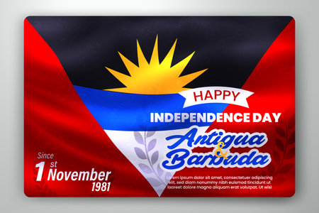 Happy Independence Day of Antigua and Barbuda with Waving Flag Background, Vector Illustrationのイラスト素材