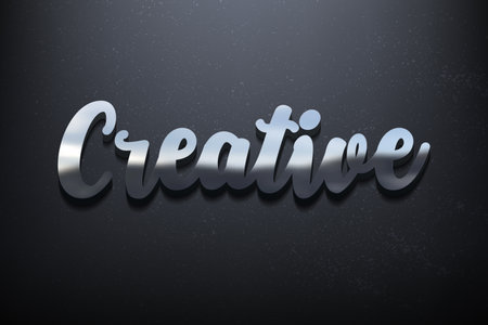 Creative Text 3D Logo Design, Shiny Mockup Logo with Textured Wall. Realistic Vector, Vector Illustrationのイラスト素材